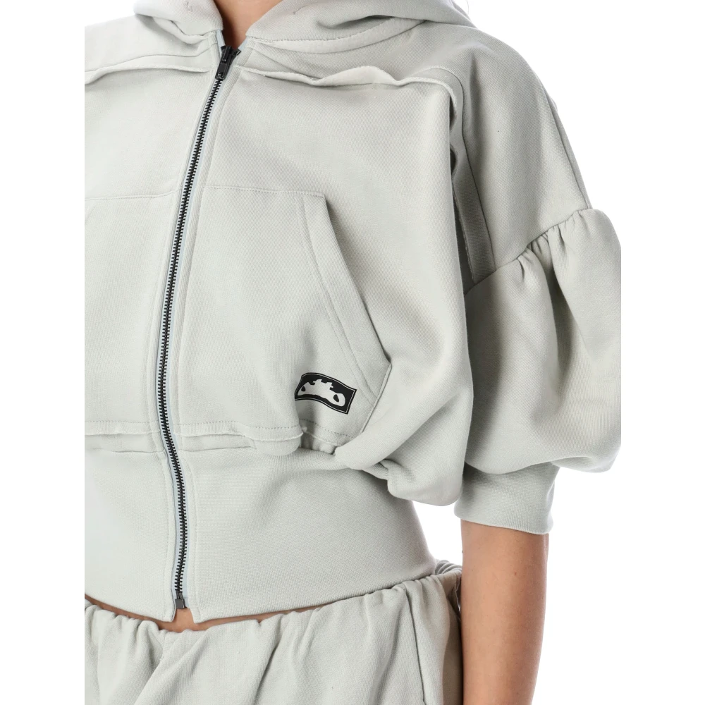 Ottolinger Grijze Gebreide Cropped Hoodie met Korte Mouwen Gray Dames
