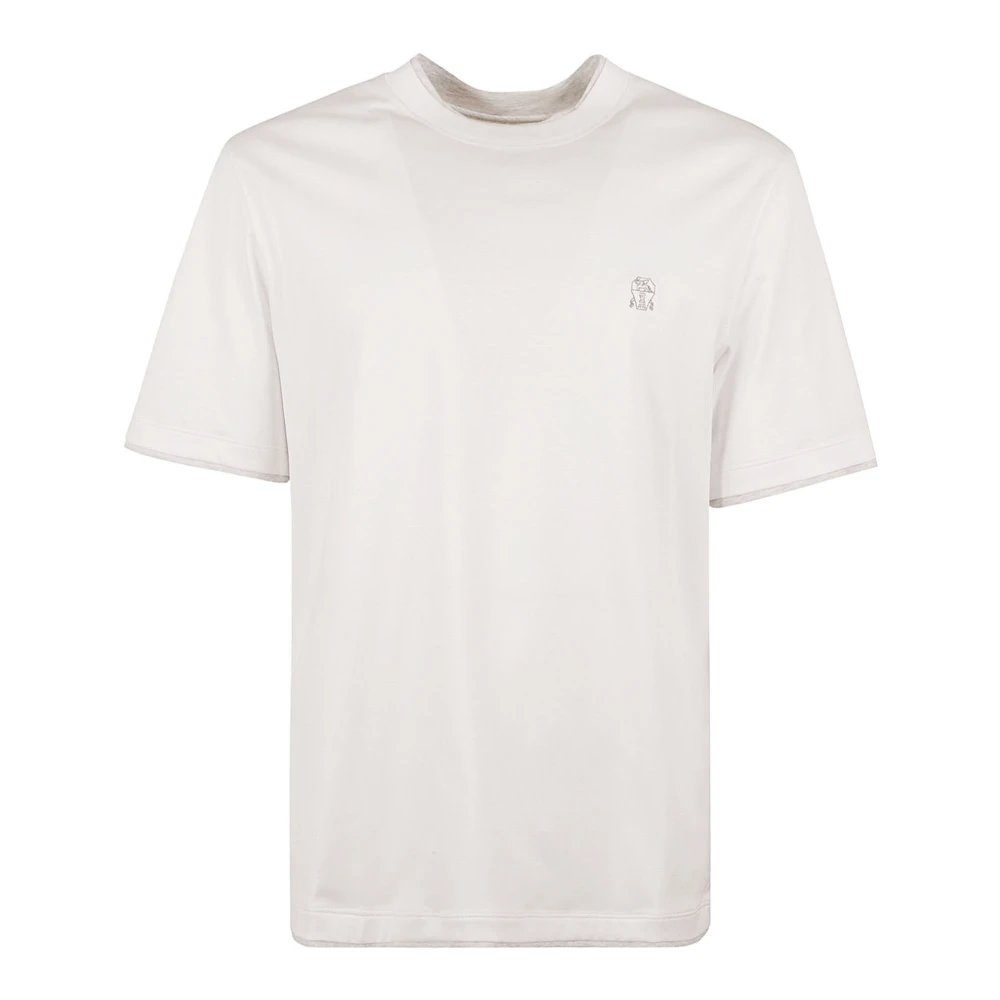 BRUNELLO CUCINELLI Wit Katoen Logo T-Shirt White Heren