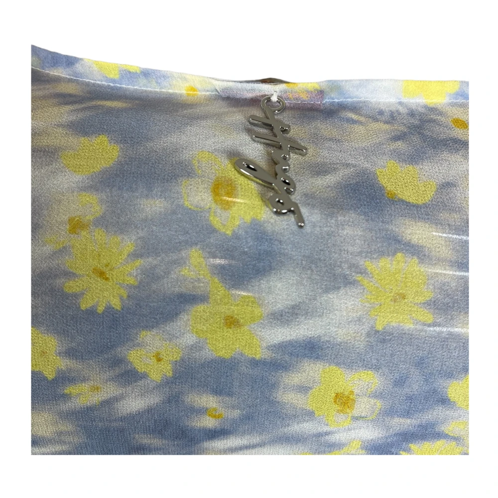 Hugo Boss Bloemen Blouse Grijs Geel V-Hals Lange Mouw Multicolor Dames