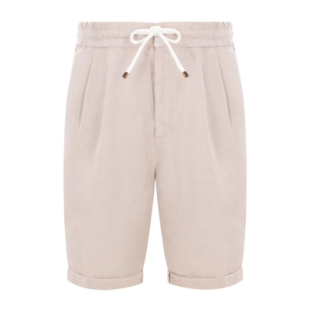 BRUNELLO CUCINELLI Beige Linnen Sportshorts Stijlvol Eco-Vriendelijk Beige Heren