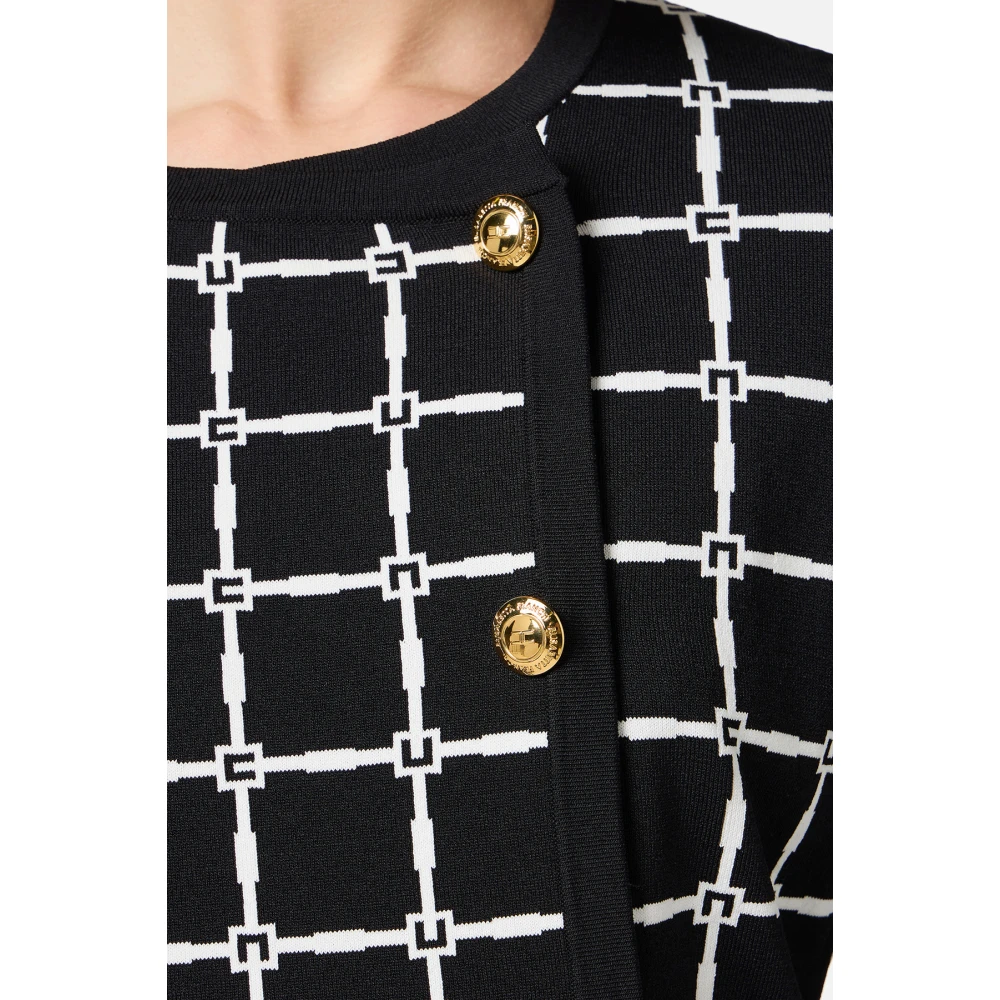 Elisabetta Franchi Jacquard Vest met Logo Motif Black Dames