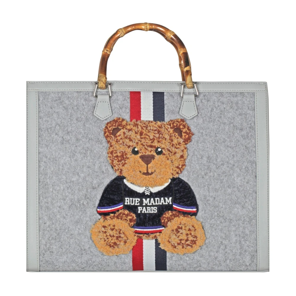 Rue Madam Eco-leren tote tas met bamboe handvatten Gray Dames
