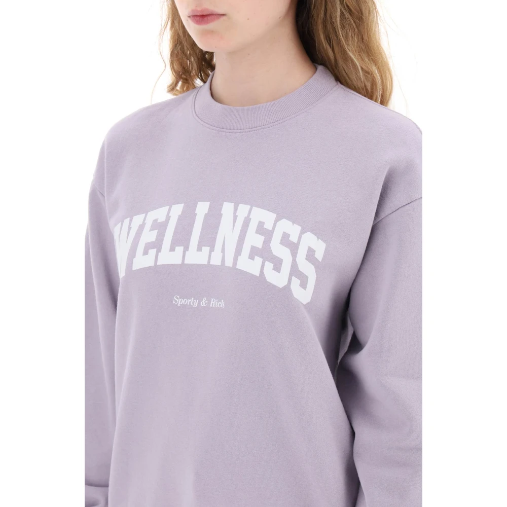 Sporty & Rich Contrasterend Wellness Print Crew-Neck Sweatshirt Purple Dames