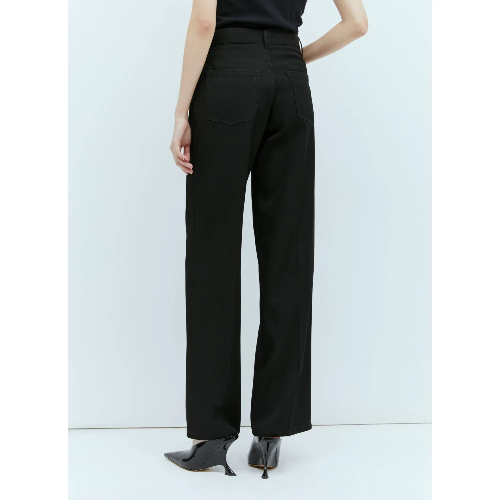 Jil Sander Tonal Topstitching Wool Pants Black Dames