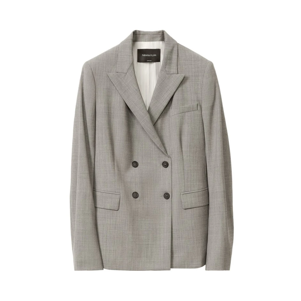 Fabiana Filippi Grijze Peak Lapel Blazer Gray Dames