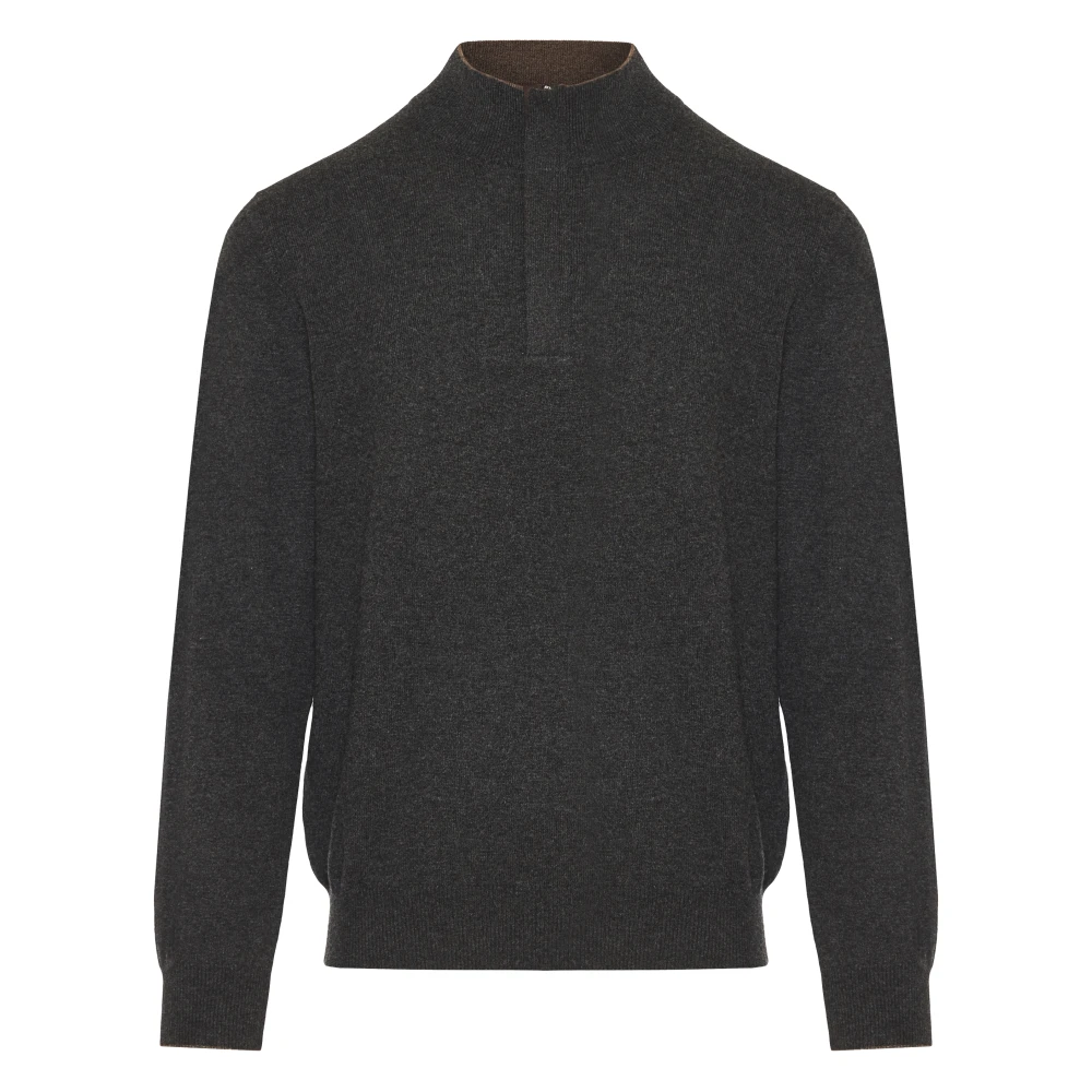 Gran Sasso Luxe Half-Zip Gebreide Trui Gray Heren
