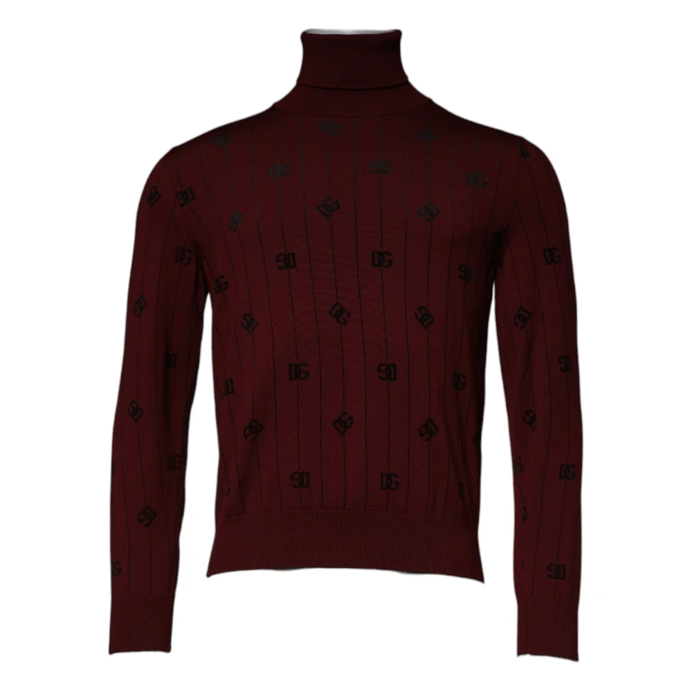 Dolce & Gabbana Men's Brown Monogram Knit Turtleneck Jumper - Turtlenecks - M - Knitwear