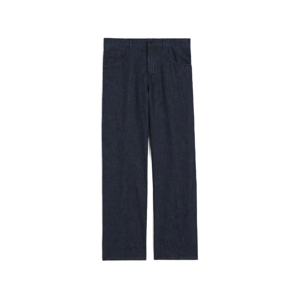 Aspesi Women's Blue Straight Fit Jeans, W26, Denim Wide-Leg Trousers