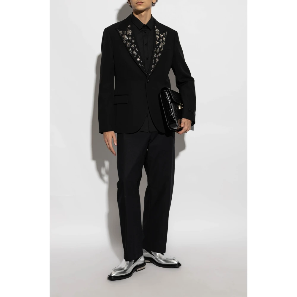 Versace Blazer met glinsterende applicaties Black Heren