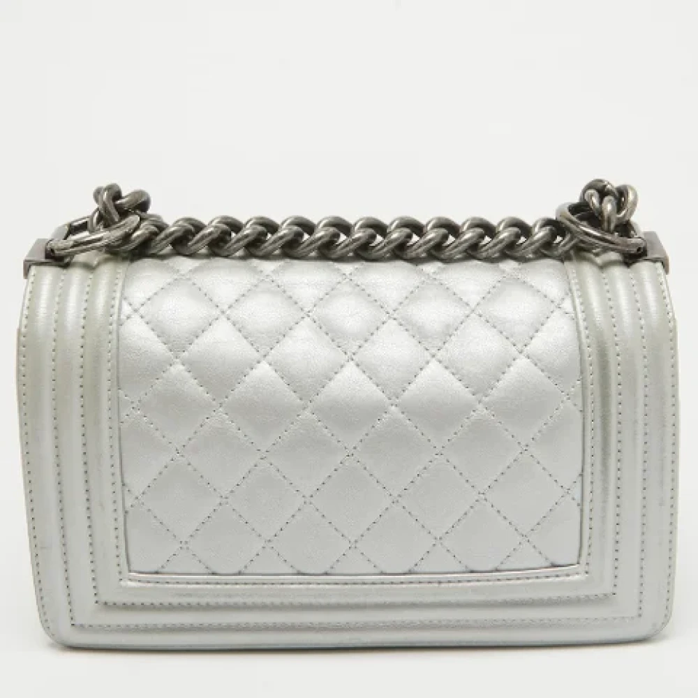 Chanel Vintage Pre-owned Leather chanel-bags Gray Dames