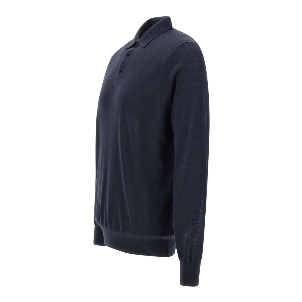 Kangra Merino Wol Polo Trui Blauw Blue Heren