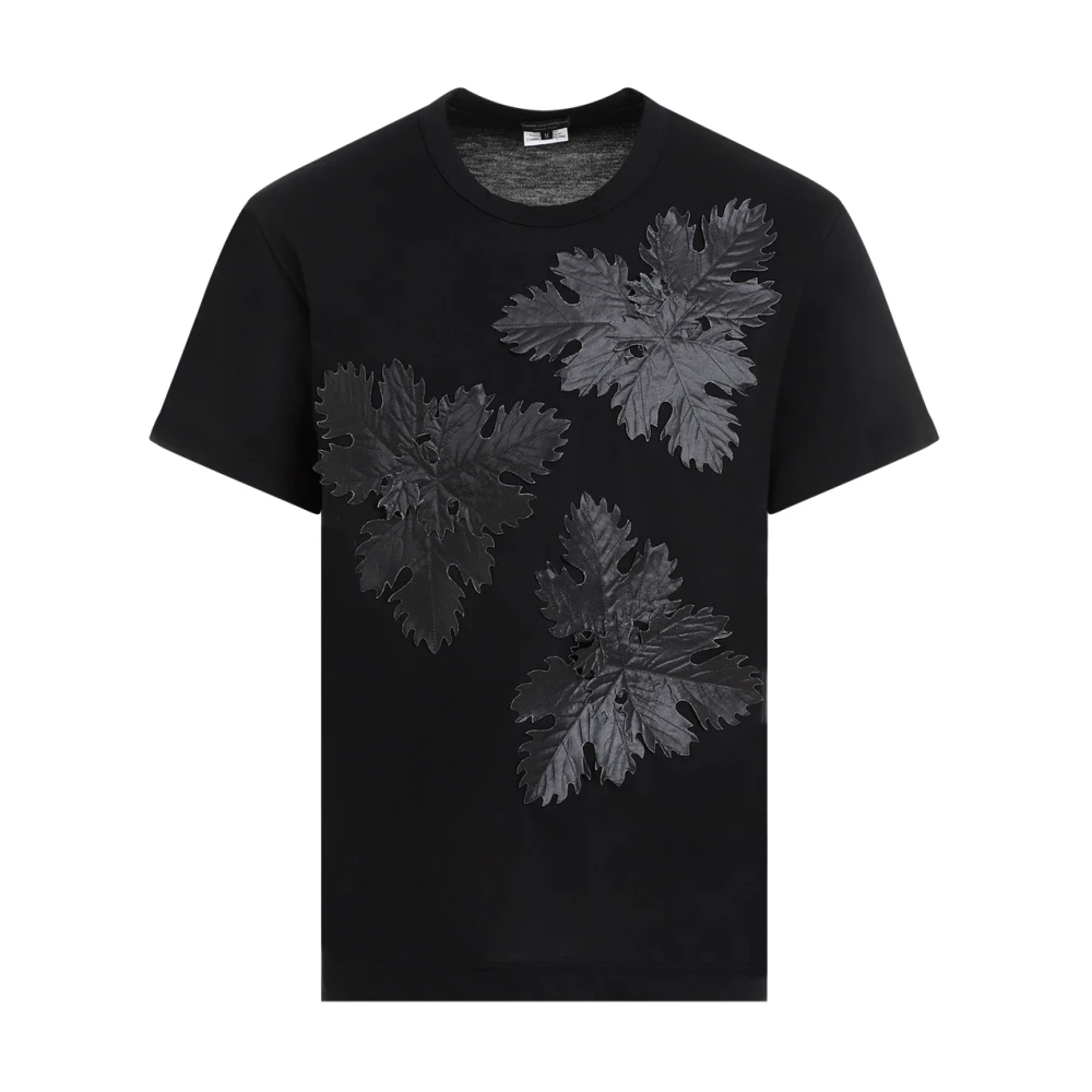 T-shirt med svart bladtryck