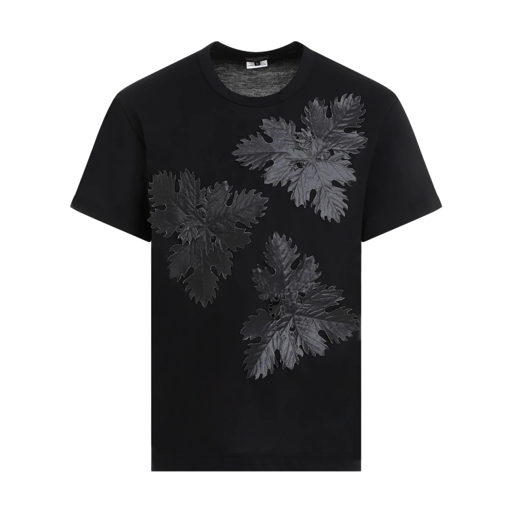 Comme des Garçons Zwart Blad Print T-Shirt Black Heren