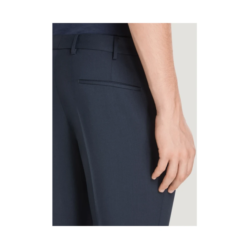 PT Torino Blauwe Wol Slim Broek Blue Heren