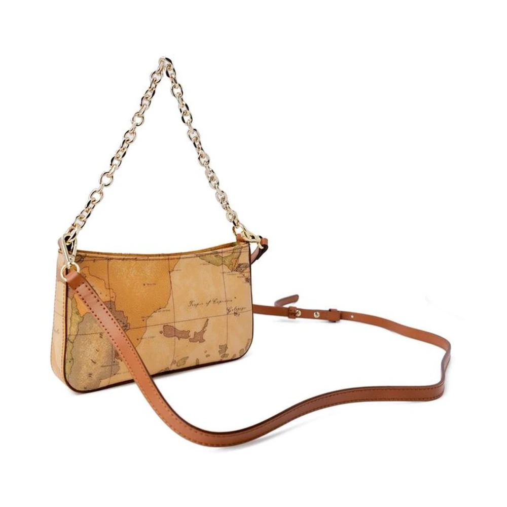 Alviero Martini 1a Classe Katoen Leren Handtas Dames Herfst Winter Collectie Beige Dames