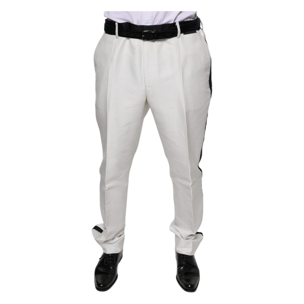 Dolce & Gabbana Men's White Slim-Fit Trousers, 2XL, Gorgeous Dress Trousers