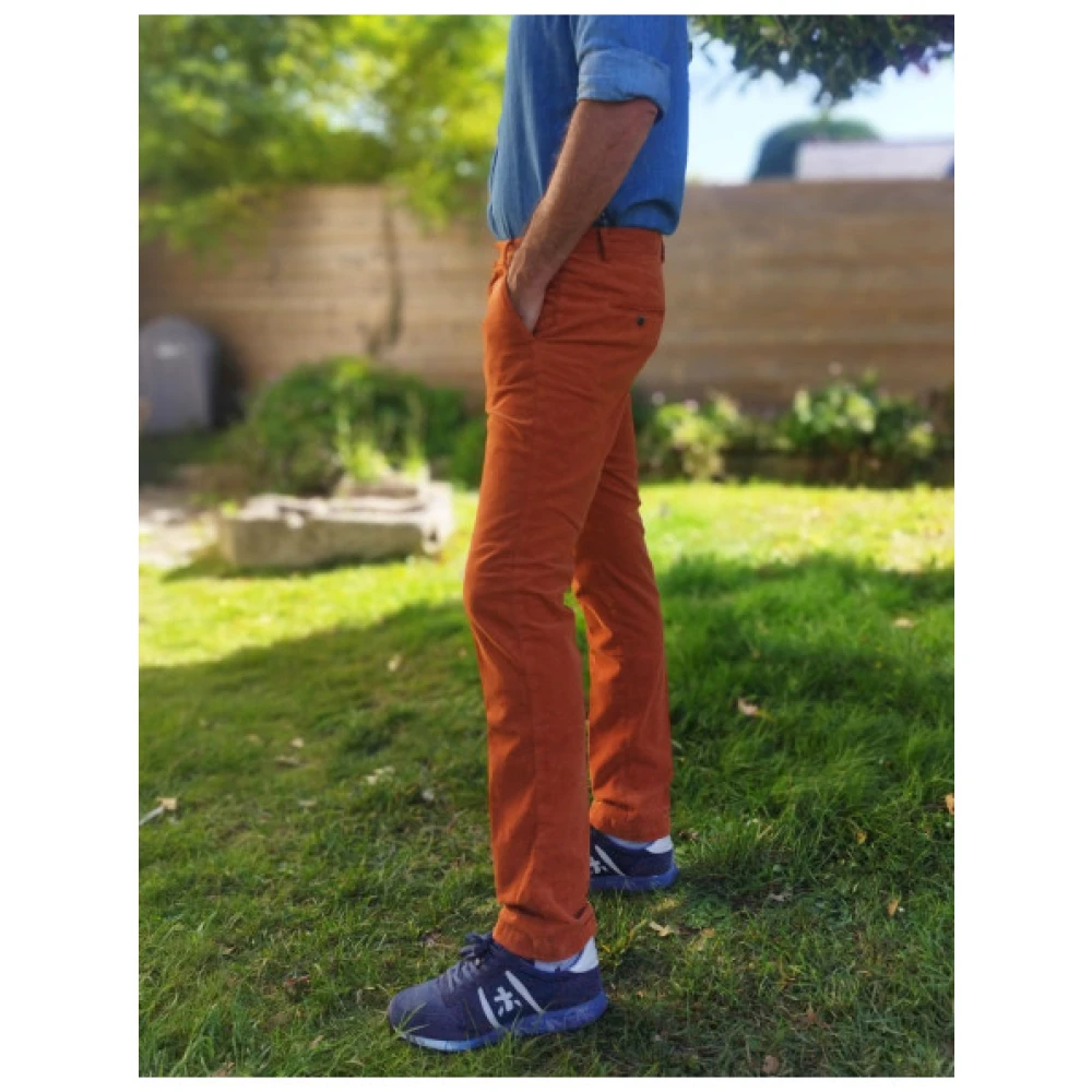 Mason's Slim Fit Fluweel Katoenen Chino Broek Brown Heren