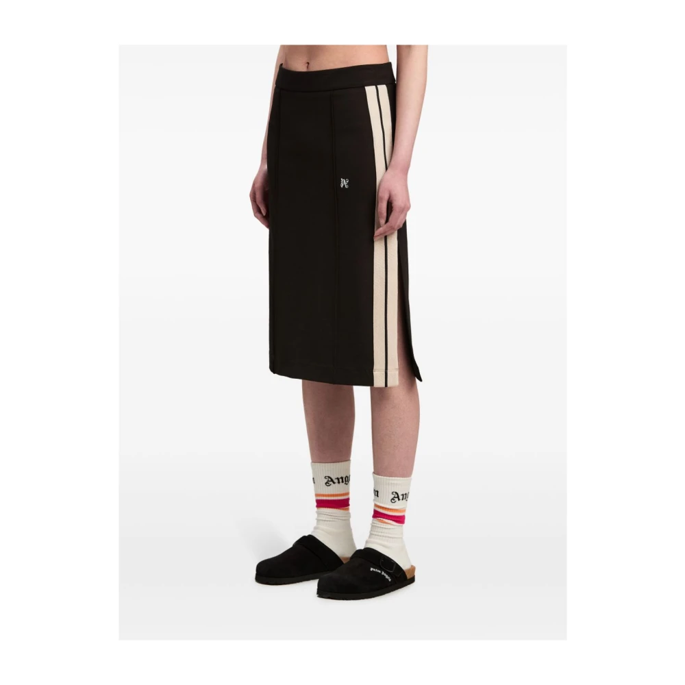 Palm Angels Zwarte Monogram Rok met Streep Black Dames