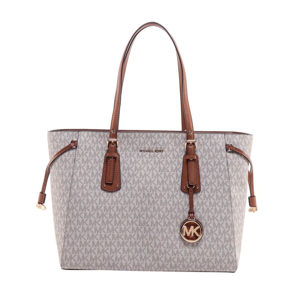 Witte Schoudertas met Leren Handvatten en Monogramm Michael Kors