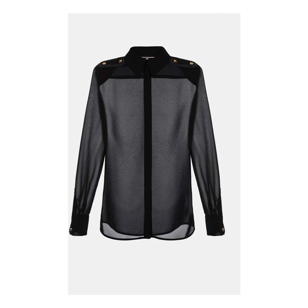 Elisabetta Franchi Georgette Shirt met Studs Black Dames