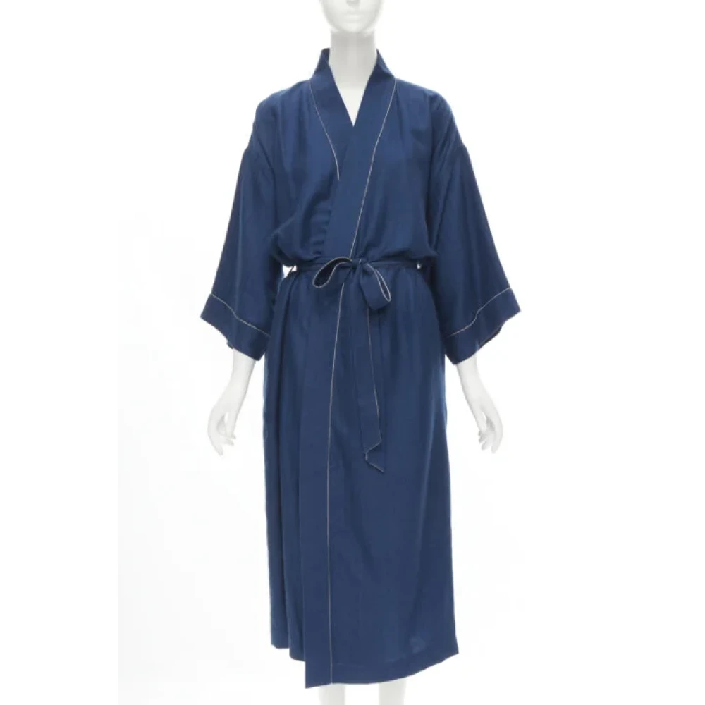 Hermès Vintage Pre-owned Cashmere outerwear Blue Dames