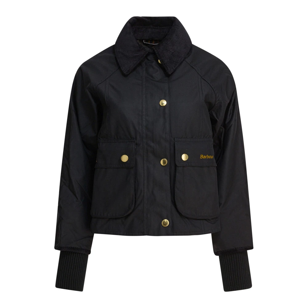 Barbour , Light Jackets, Female, Black, L, Black Cropped Wax Jacket Aw25