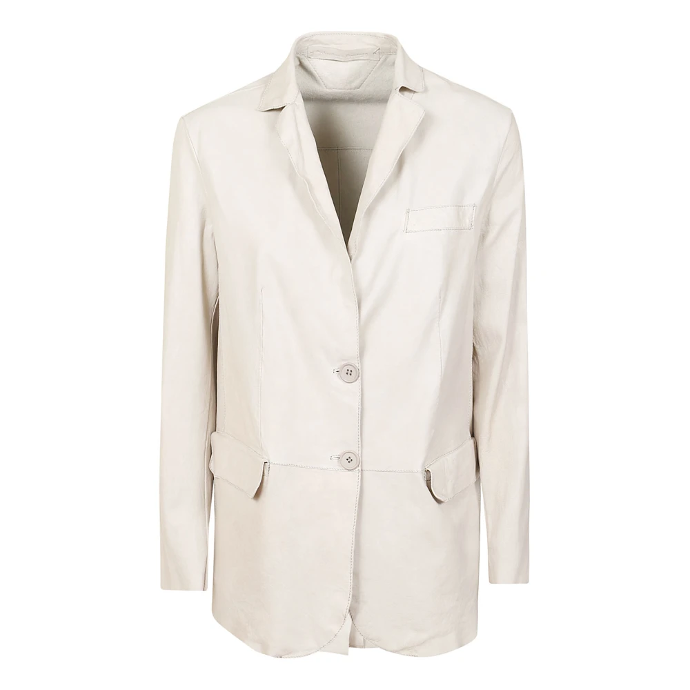 Salvatore Santoro Leren blazer jasje limoenkleur Beige Dames