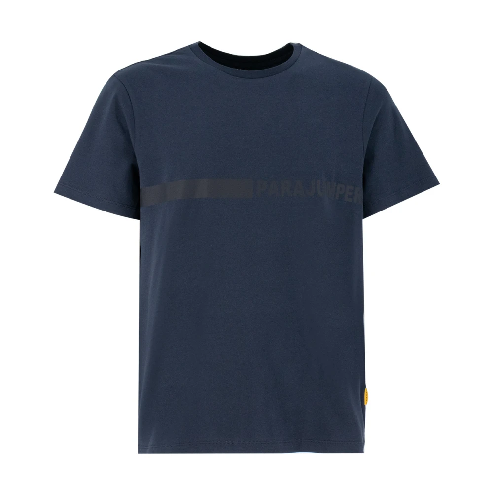 Parajumpers Minimalistische Crew-neck T-shirt met Front Print Blue Heren