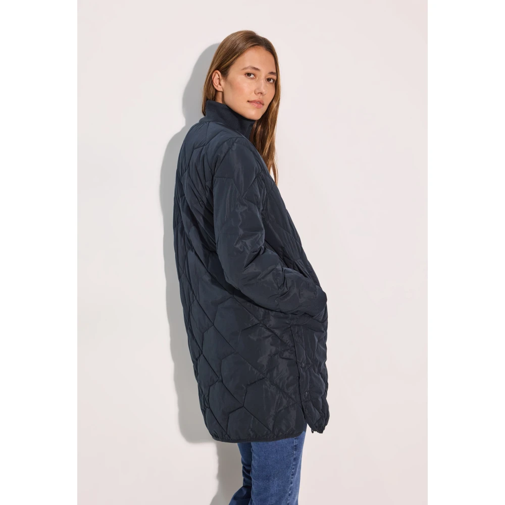 cecil Lange Blouson Jas met Opstaande Kraag Blue Dames