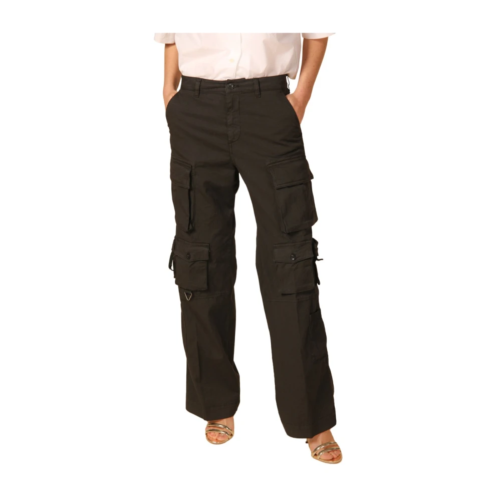Mason's Stijlvolle Cargo Broek in Zwart Gabardine Black Dames