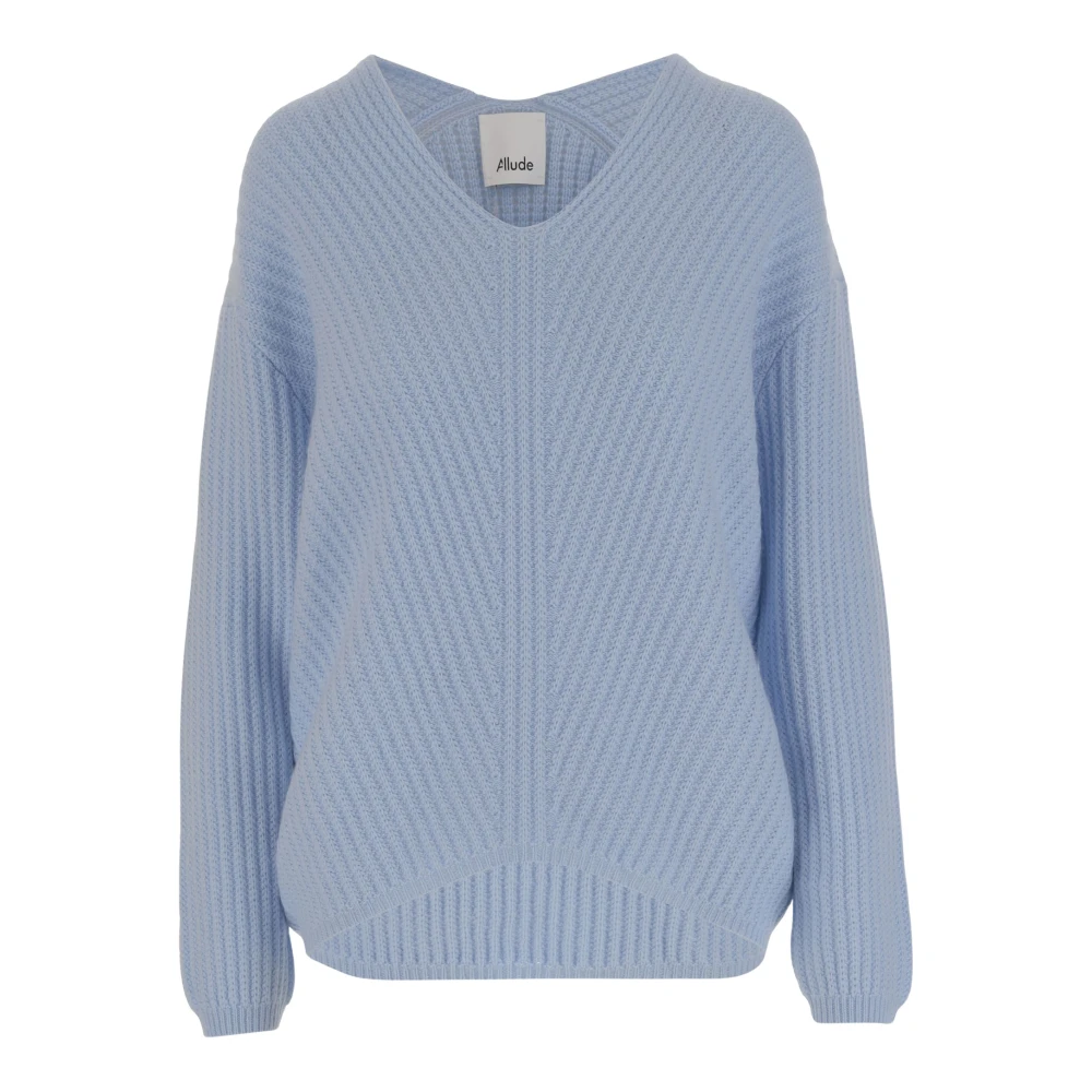 Allude Heldere Blauwe V-hals Trui Blue Dames