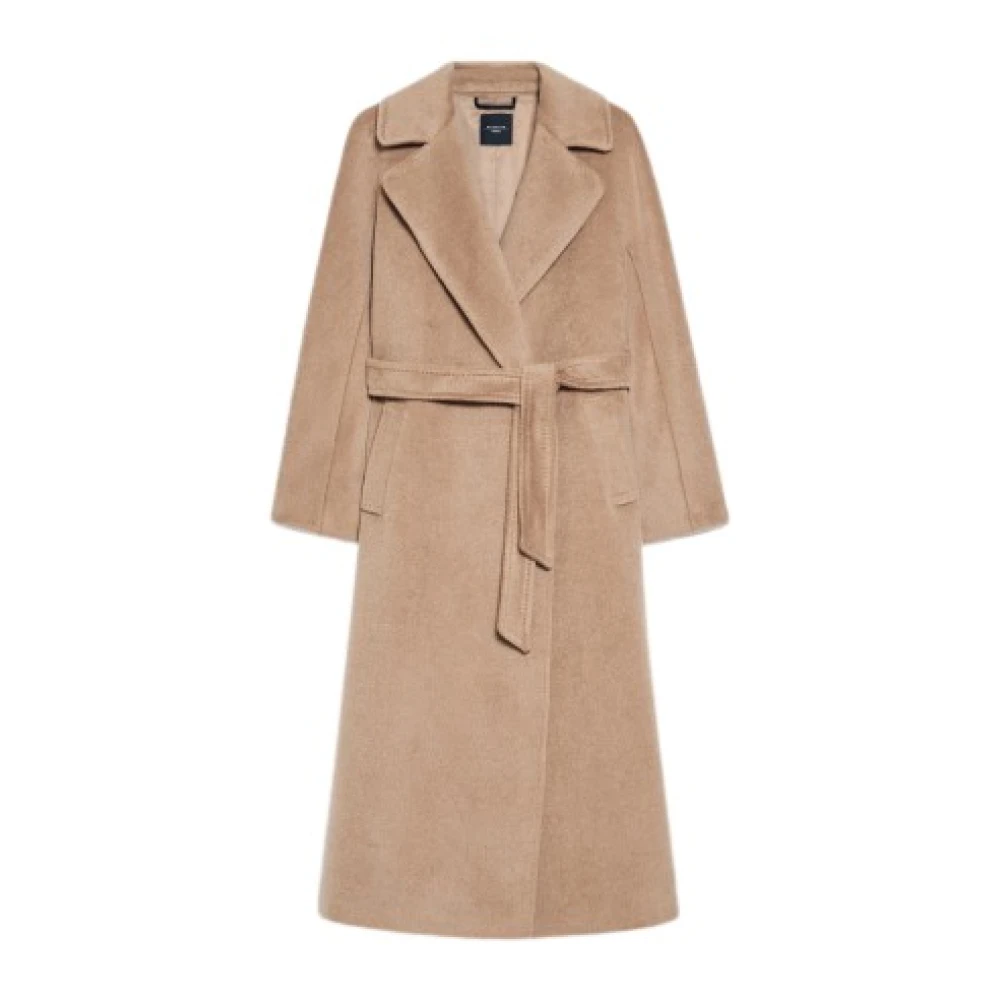 Max Mara Elegante Lange Wol Alpaca Jas Beige Dames