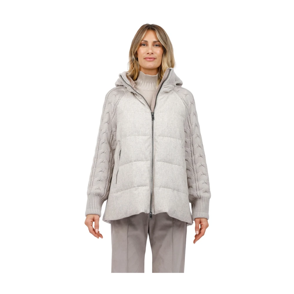 Diego M Technische wollen puffer met gebreide mouwen Gray Dames