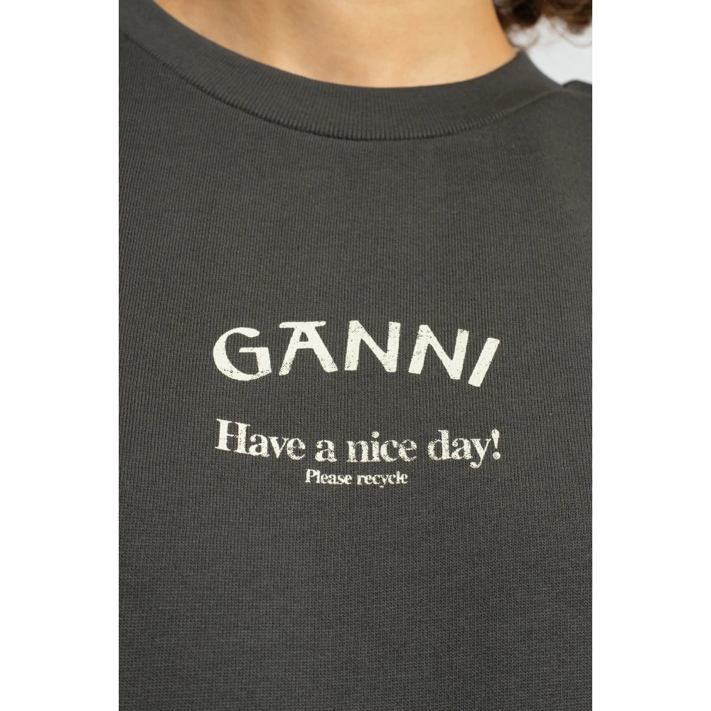 Ganni Sweatshirt met logo Gray Dames