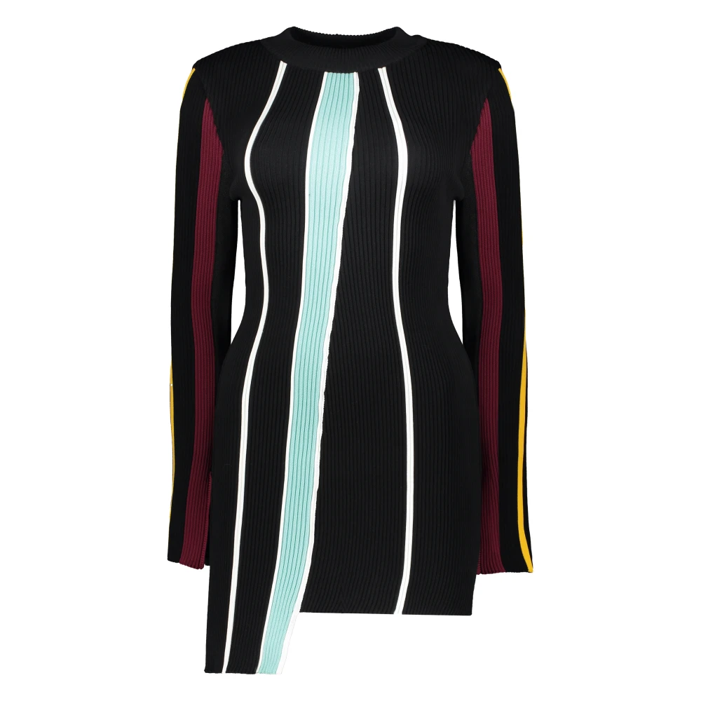 Ambush Geribbelde Crew-neck Sweater met Asymmetrische Zoom Multicolor Dames