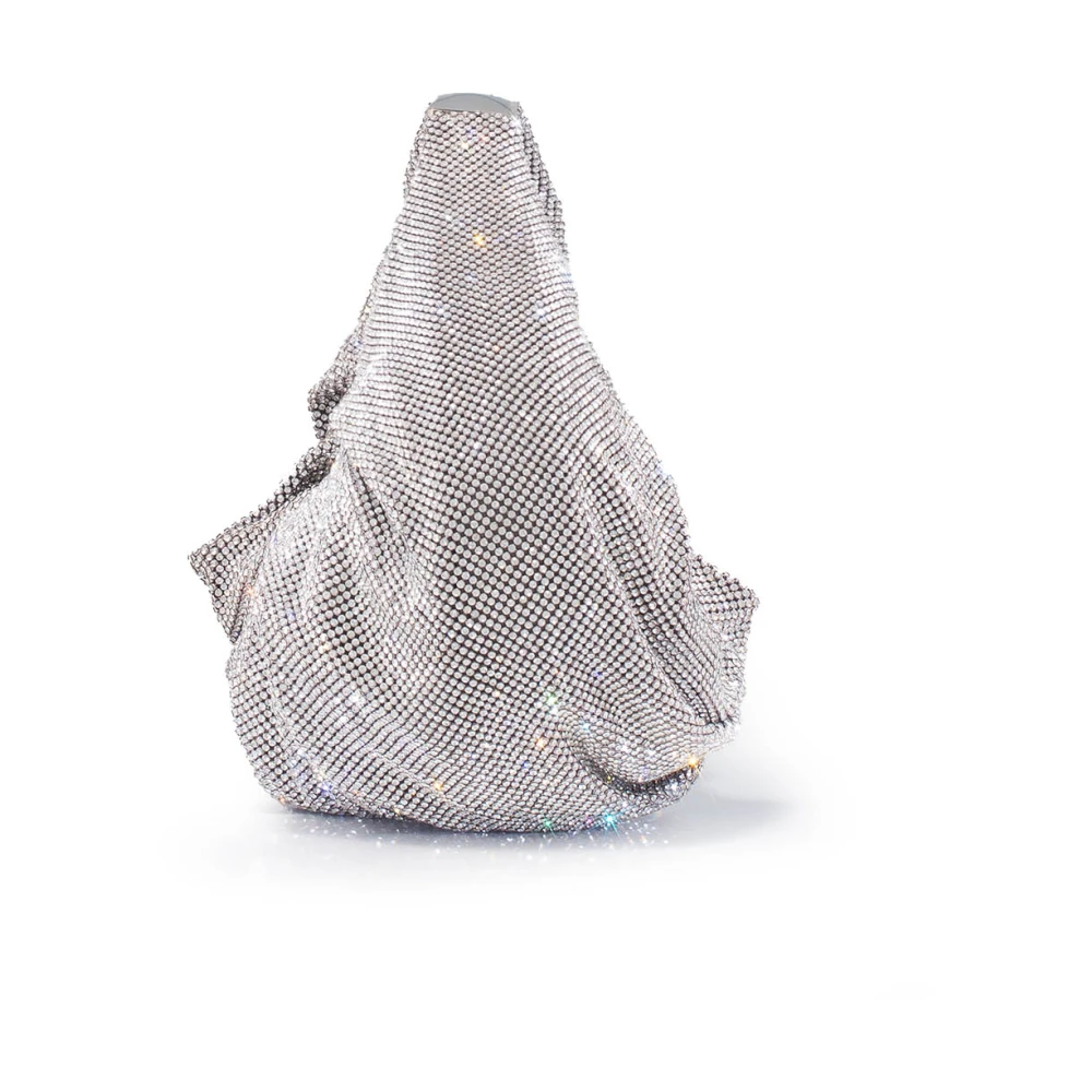 Benedetta Bruzziches Zilveren Mesh Handtas met Strass Gray Dames