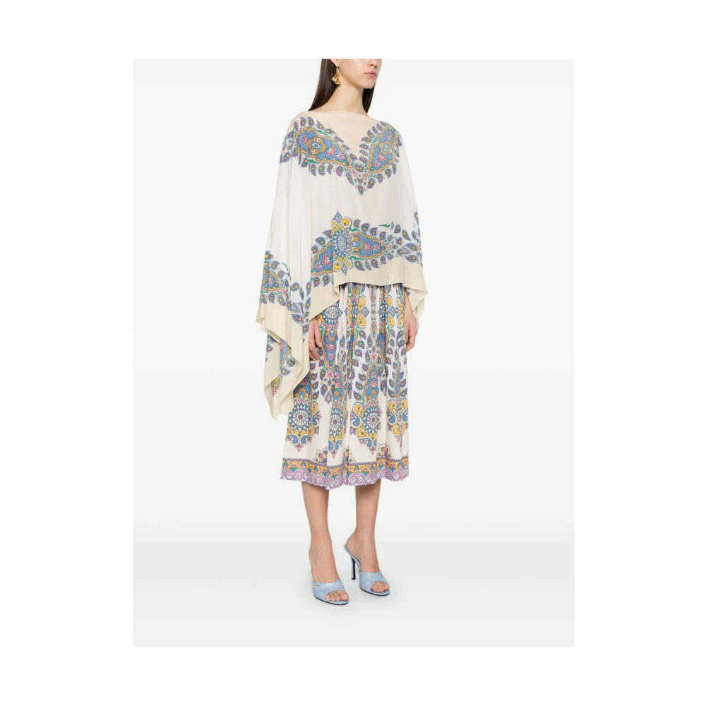 ETRO Beige Asymmetrische Boothals Cape Beige Dames