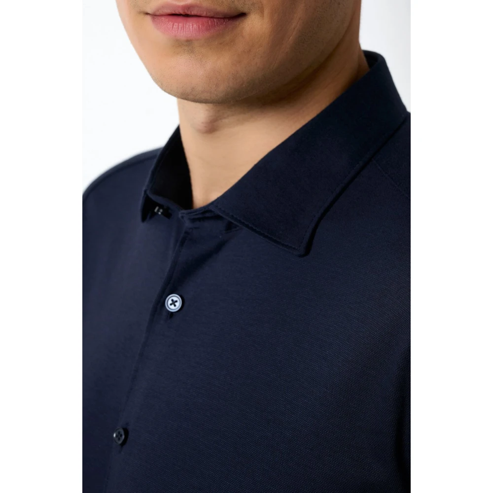 Desoto Blauwe Kent Half Shirt Blue Heren