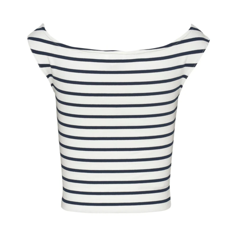Tommy Jeans Gestreepte boothals top White Dames