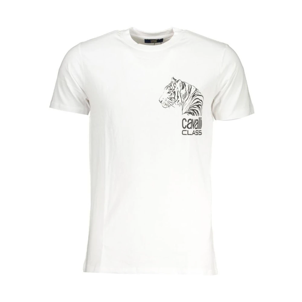 Cavalli Class Men's White Tiger Head T-Shirt Casual Style