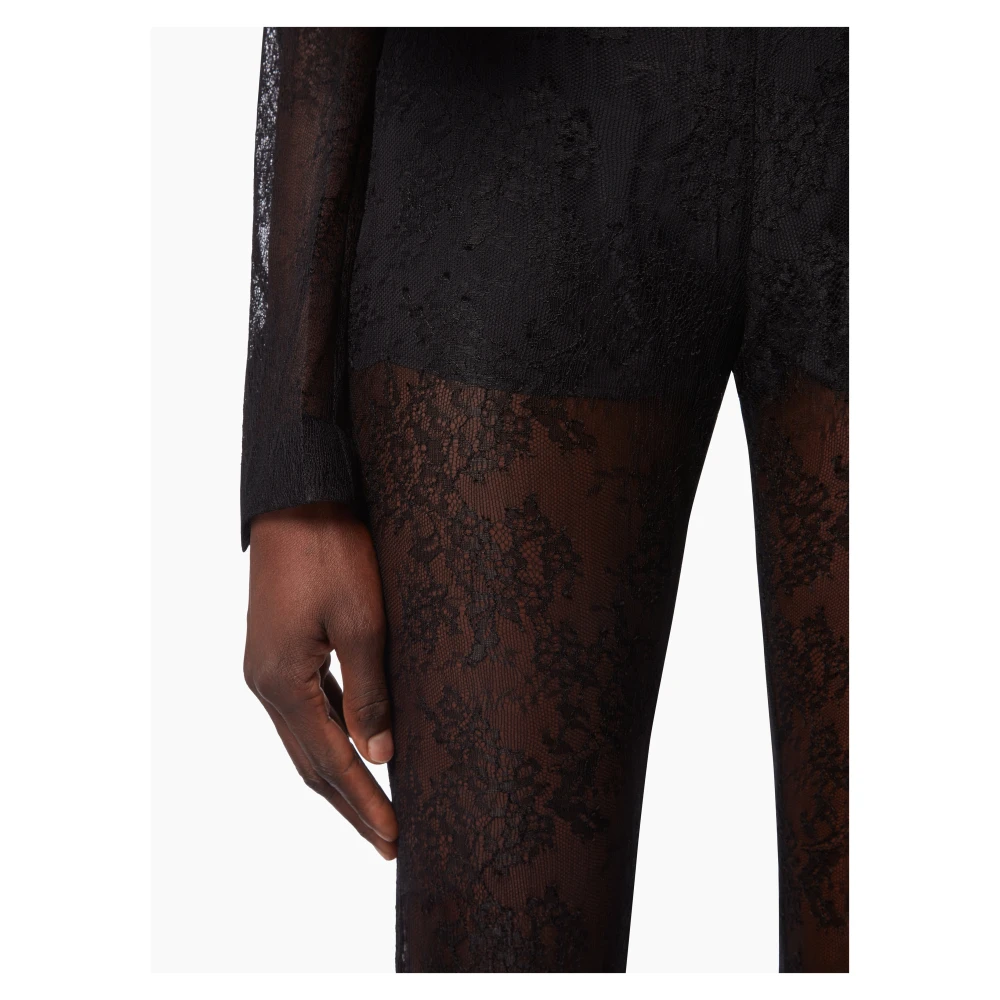 Nina Ricci Zwarte Chantilly Lace Flared Broek Black Dames