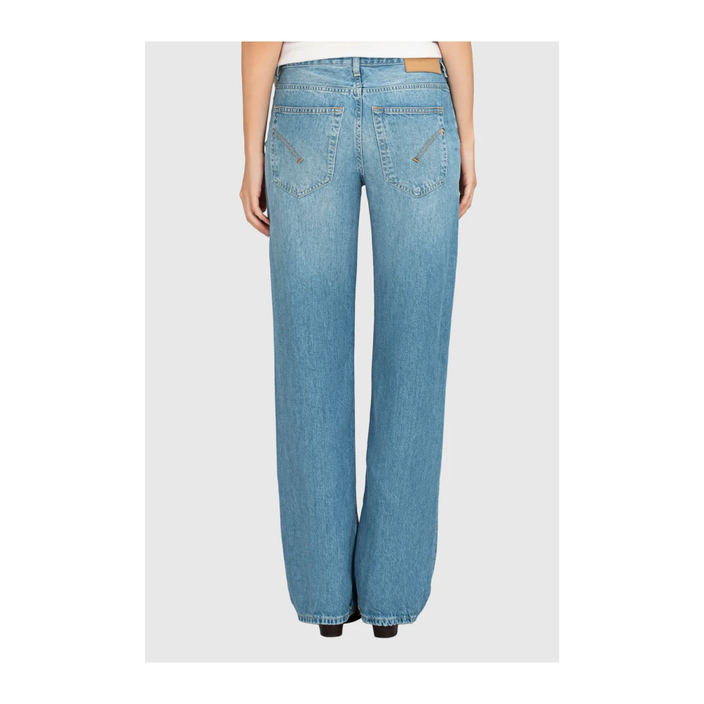 Dondup Blauwe Wijde Pijp Broek met Zakken Blue Dames