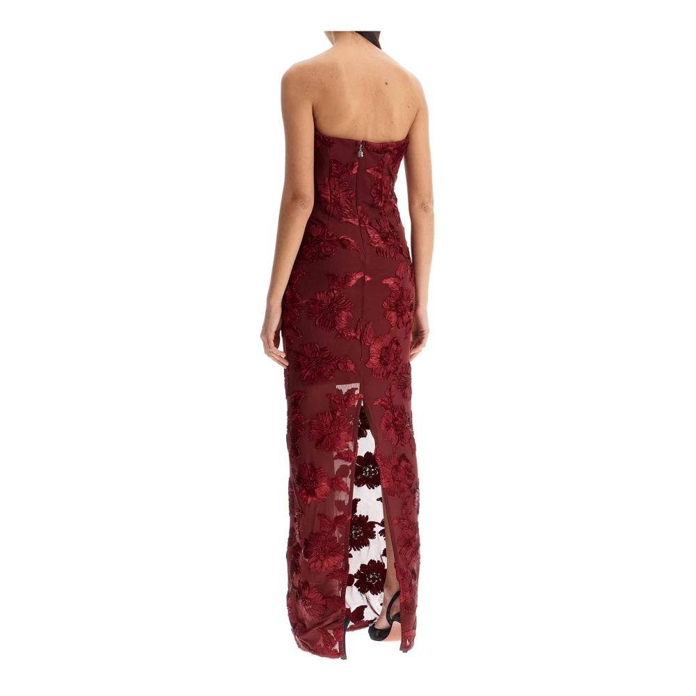 Rotate Birger Christensen Geborduurde Mesh Jurk met Bloemen Red Dames