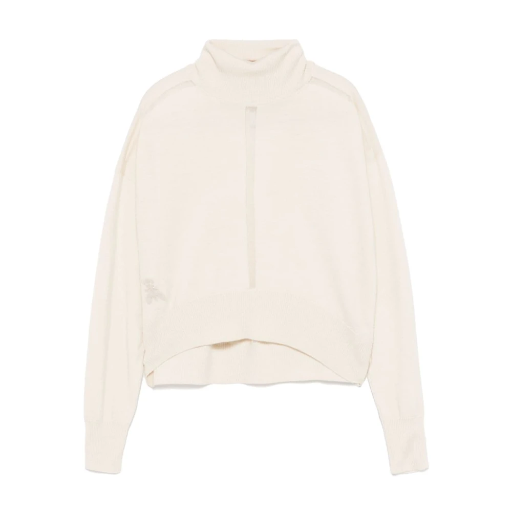 PATRIZIA PEPE Beige Wol Gebreide Trui Paneelontwerp Beige Dames