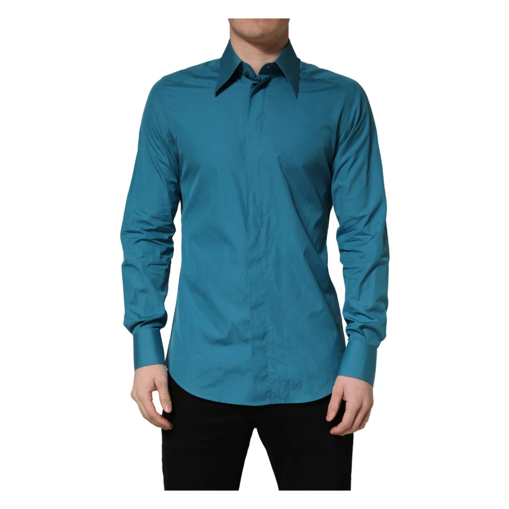 Dolce & Gabbana Blue SARTORIA Long Sleeve Cotton Dress Shirt - IT40 | M - Image 2