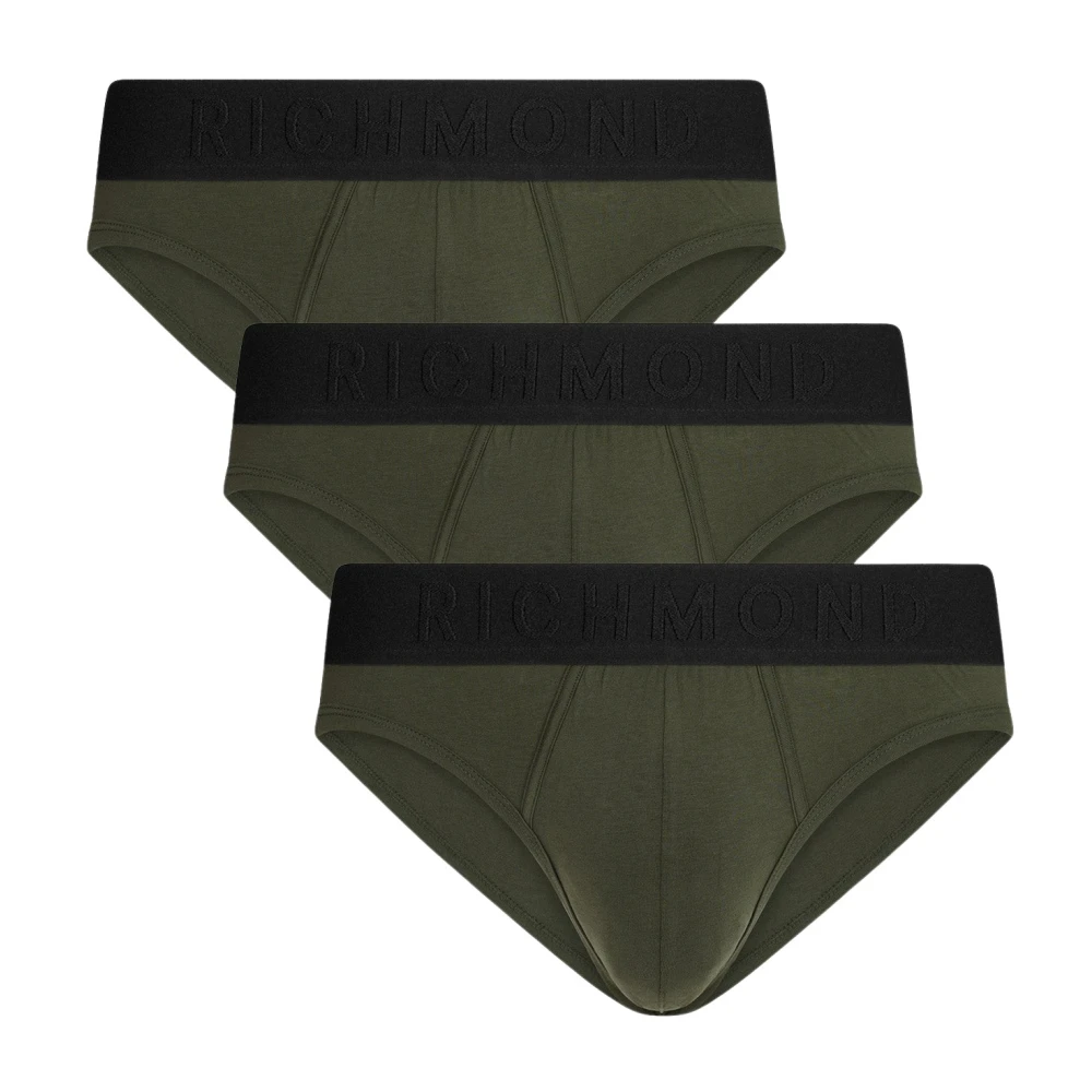 John Richmond Tripack laag uitgesneden wit tricolor katoenen kam slip Green Heren