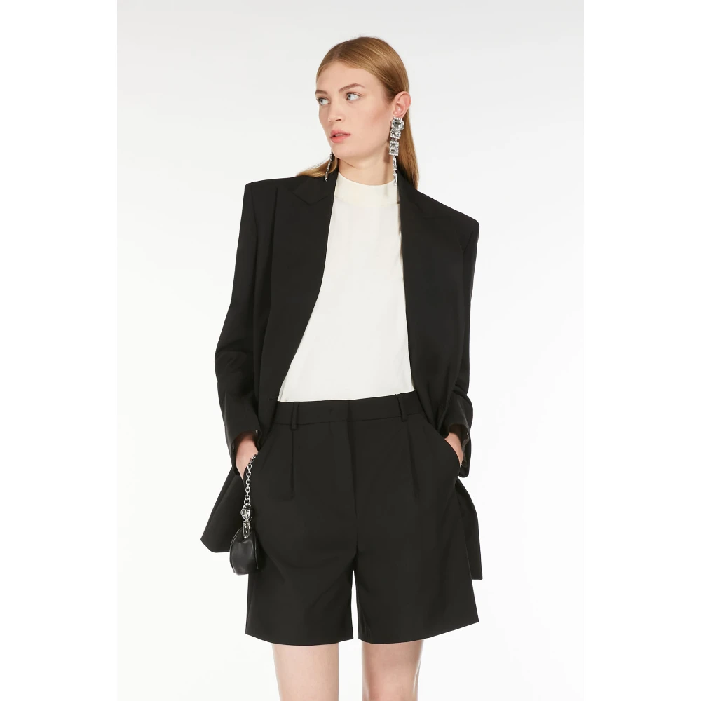 Max Mara Weekend Zwarte Wol Double-Breasted Blazer Black Dames