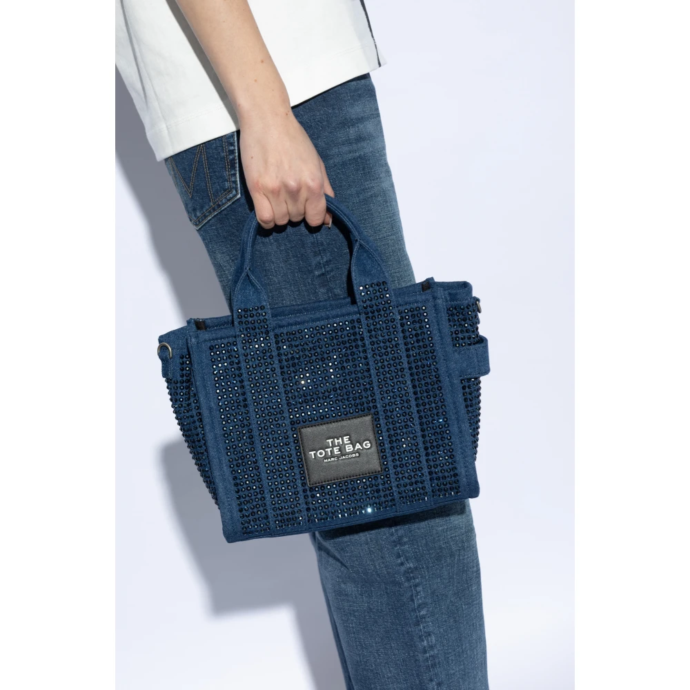 Marc Jacobs Handtas De Kristal Denim Kleine Tote Tas Blue Dames