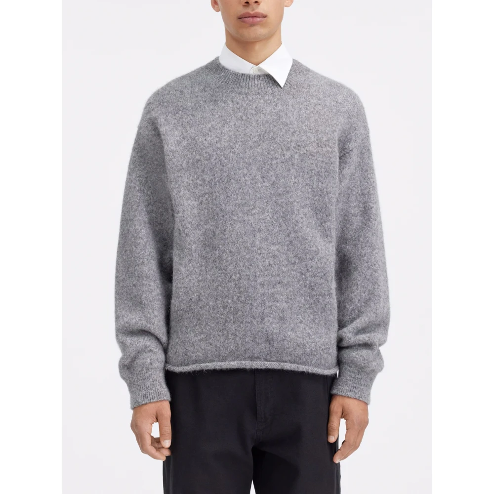 Jacquemus Relaxed Fit Alpaca Trui Gray Heren