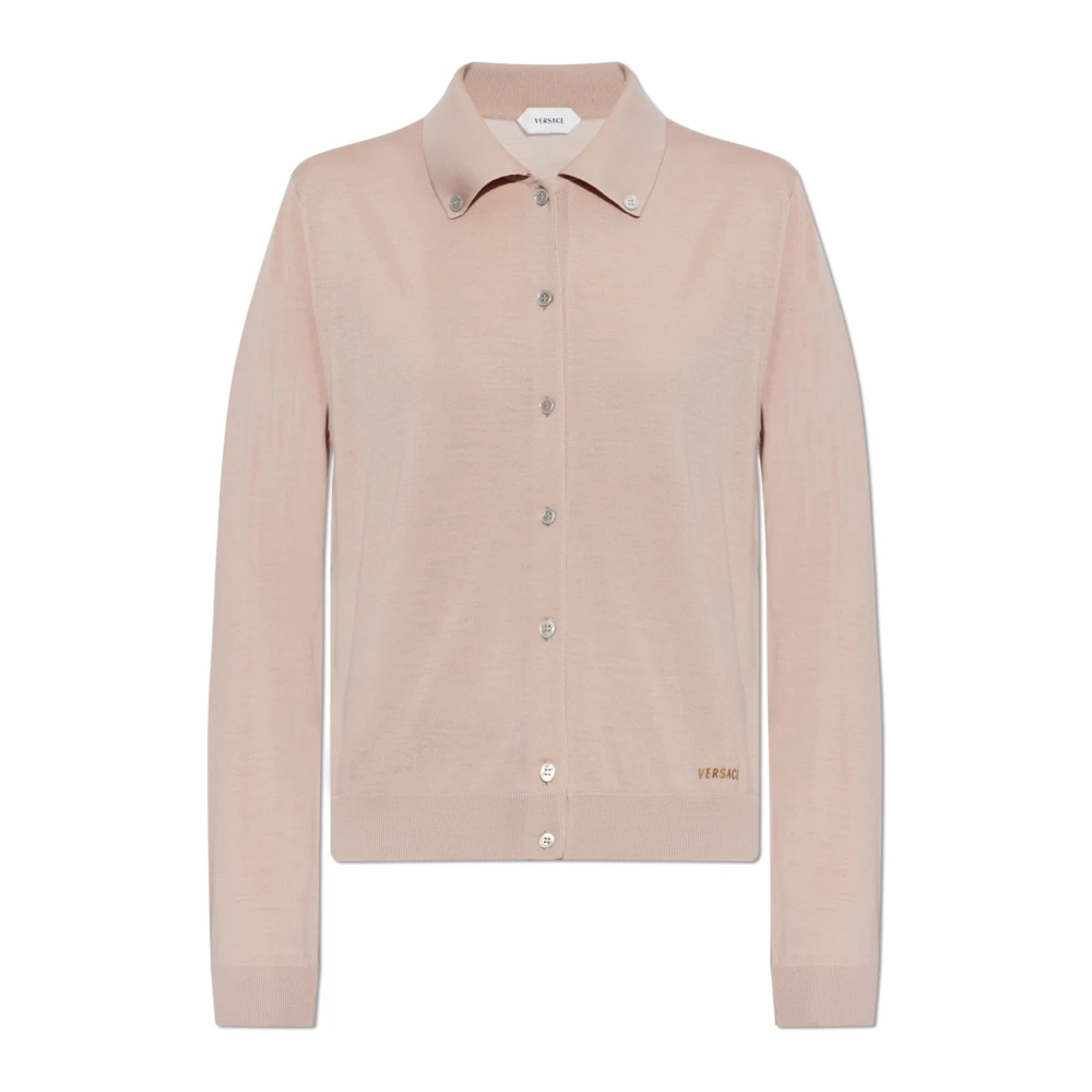 Versace Mujer Rosado - Cárdigan Con Logo Bordado - Knitwear - Rosa - S